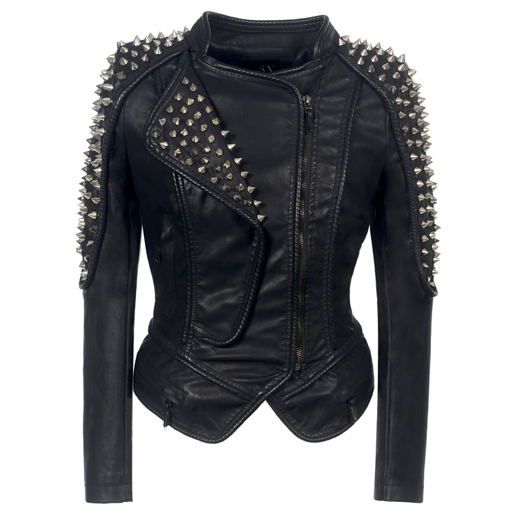European and American Style Waist-Cinching Pu Leather Jacket for Women, Hand-Stitched Beaded Punk Studded Leather Jacket, Motorcycle Riding Cool Jacket for Men European and American Style Waist-Cinching Pu Leather Jacket for Women, Hand-Stitched Beaded Punk Studded Leather Jacket, Motorcycle Riding Cool Jacket for Men