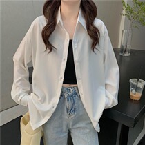 White shirt women Spring and Autumn design sense niche wear long sleeve clothes 2021 new sunscreen small shirt tide