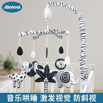 Baby crib bell bedside music rotating rattle 0-12 months newborn hanging fabric educational soothing toy