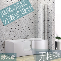 1 7 meters glass screen shower room open door curved bathtub door massage acrylic shower split water barrier