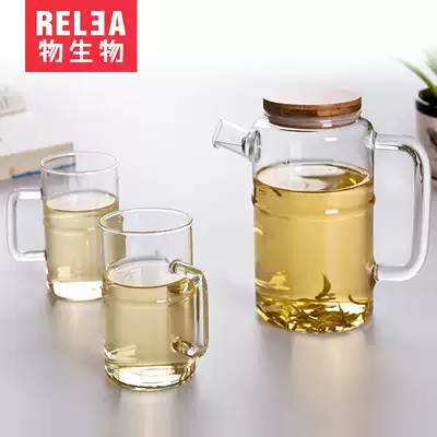 Biological creative bamboo heat-resistant glass tea set set with filter glass Household bubble tea pot kettle