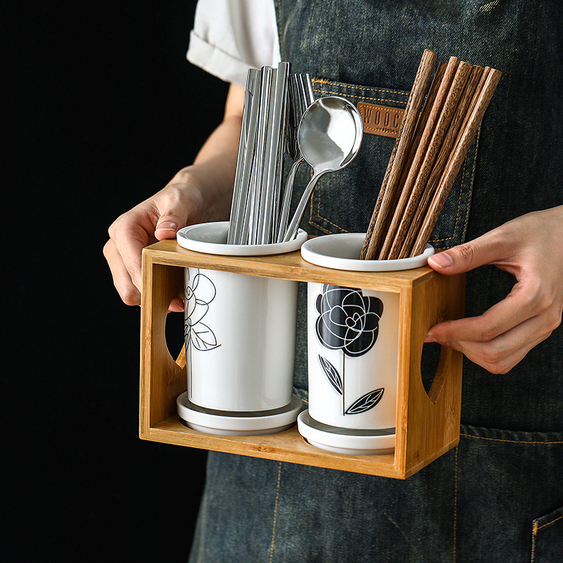 Northern wind ceramic household barrels of chopsticks chopsticks tube drop box to receive shelf chopsticks box chopsticks chopsticks cage