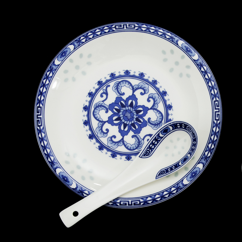 Blue and white and exquisite porcelain tableware suit jingdezhen ceramics ipads bowls plates glair 70 high - end gifts