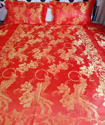 90s old-fashioned full silk soft satin jacquard four-piece double silk full silk old quilt quilt cover bed cover wedding