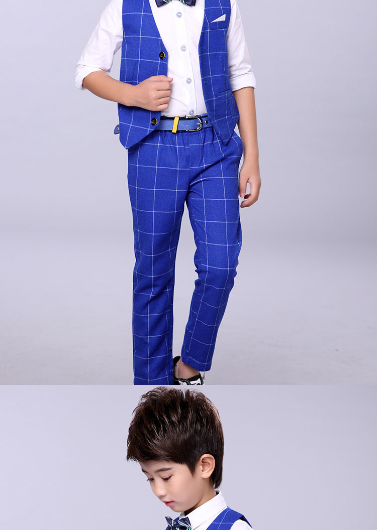 Váy cô gái nam phù hợp với đám cưới trẻ em vest ba mảnh trẻ em catwalk váy nam piano trang phục cậu bé comple đẹp cho bé trai
