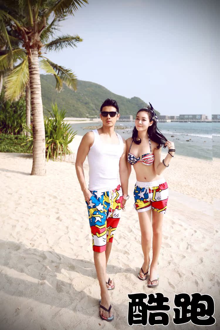 Kỳ nghỉ bên bờ biển của cặp đôi đồ bơi Hàn Quốc ngực nhỏ tụ tập bikini hai mảnh áo tắm nước nóng mùa xuân quần nhanh khô đồ biển cặp	