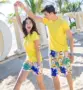 Qlz ảnh cưới người yêu mùa hè của phụ nữ áo thun nam tay ngắn Hàn Quốc kỳ nghỉ bên bờ biển quần short phù hợp 	quần đi biển tập thể