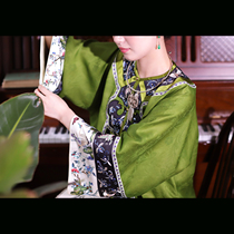 24 summer new style green smoke embroidered silk red cloud gauze double-breasted Ruyi Qing Han coat national style green jacket