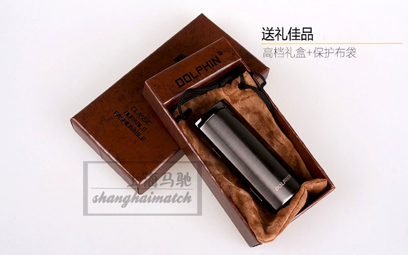 Cá heo nhẹ hơn sáng tạo kim loại xì gà nhẹ hơn thuốc lá nhẹ hơn ba ngọn lửa màu xanh thẳng để gửi khí bật lửa clipper