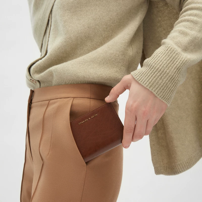 Короткий держатель для карт CHARLES&KEITH, сумка через плечо, синтезированная кожаная визитница на молнии