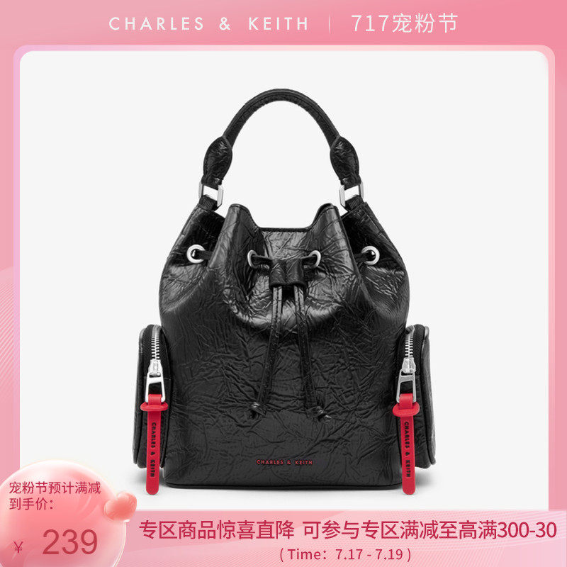 CHARLES & KEITH bucket bag CK2-10781026 Casual portable shoulder bag bucket bag female