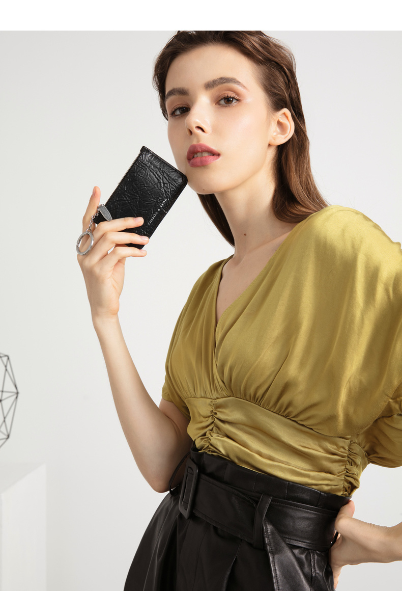 CHARLES & KEITH2019 mùa thu mới CK6-51200001-2 xếp li trang trí thẻ ví nữ - Ví tiền ví juno