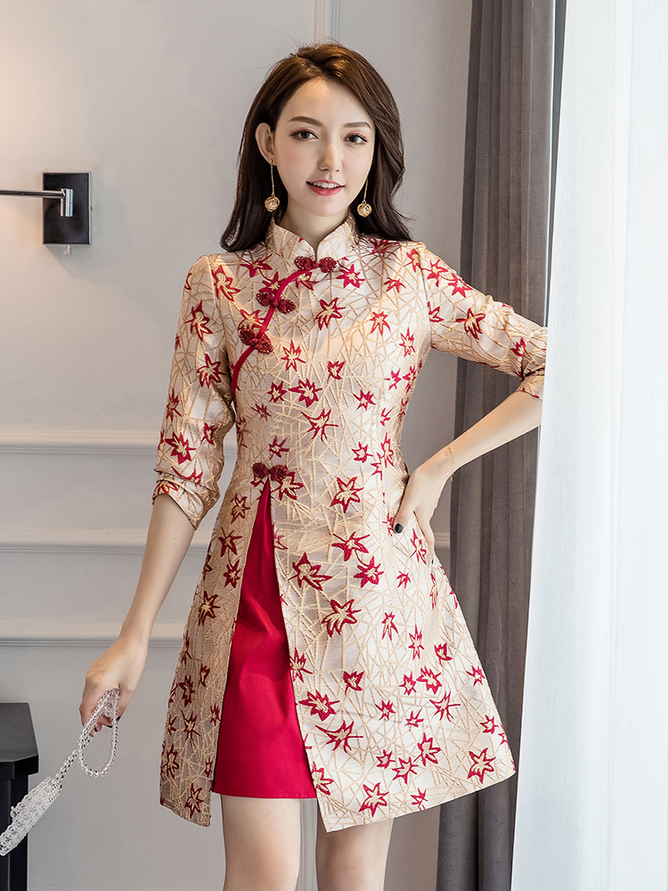 Cheongsam for bride, summer wedding dress, lightweight retro retro dress, 2021 collection, light style
