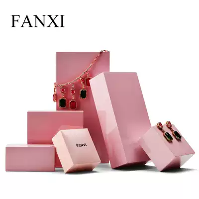 Vansey FANXI jewelry display stand pink square wooden earrings necklace ring jewelry display props
