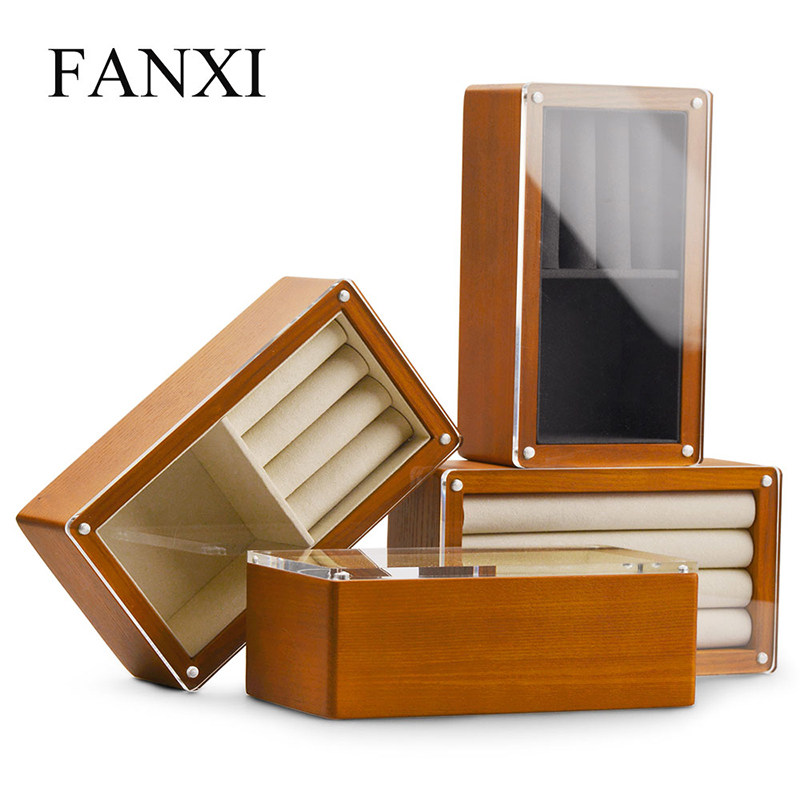 FANXI new solid wood jewelry box Jewelry box jewelry display stand Ring necklace earrings storage box