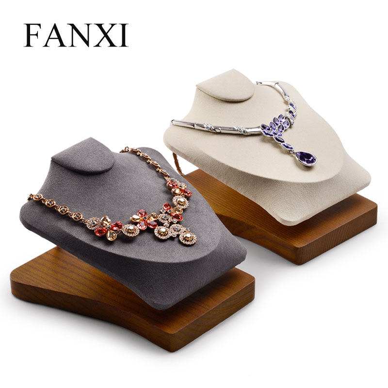 Fanxi FANXI horizontal portrait solid wood ultra slim model neck necklace display rack jewellery display props SM081