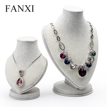 FANXI FANXI linen portrait model jewelry rack Creative heart-shaped neck necklace rack Jewelry display props