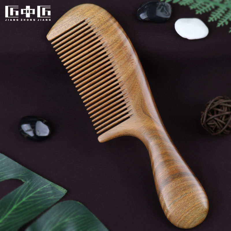 Craftsman in the craftsman green sandalwood comb lady exclusive long hair natural large sandalwood Mother's Day gift inscription