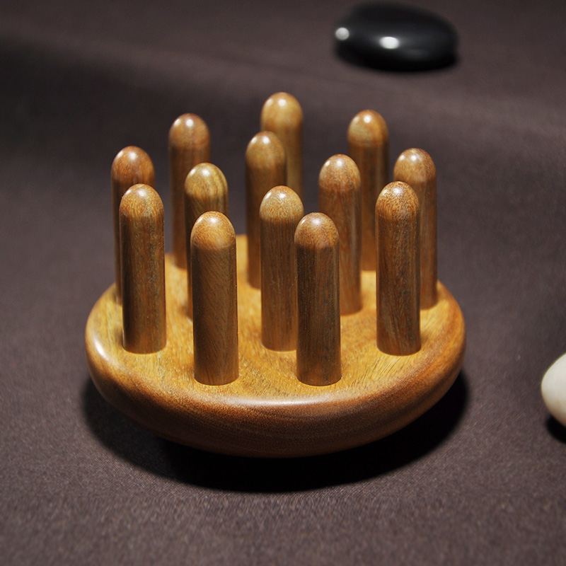 Artisan Artisan Artisan Natural Green Sandalwood Solid Wood Massage Comb Sandalwood Pushback Comb Scalp Head Meridians Comb Wash Head Massage Comb