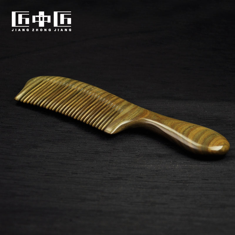 Craftsman in the craftsman natural whole wood green sandalwood comb children's home large sandalwood comb fine-toothed wide-toothed straight hair can be engraved