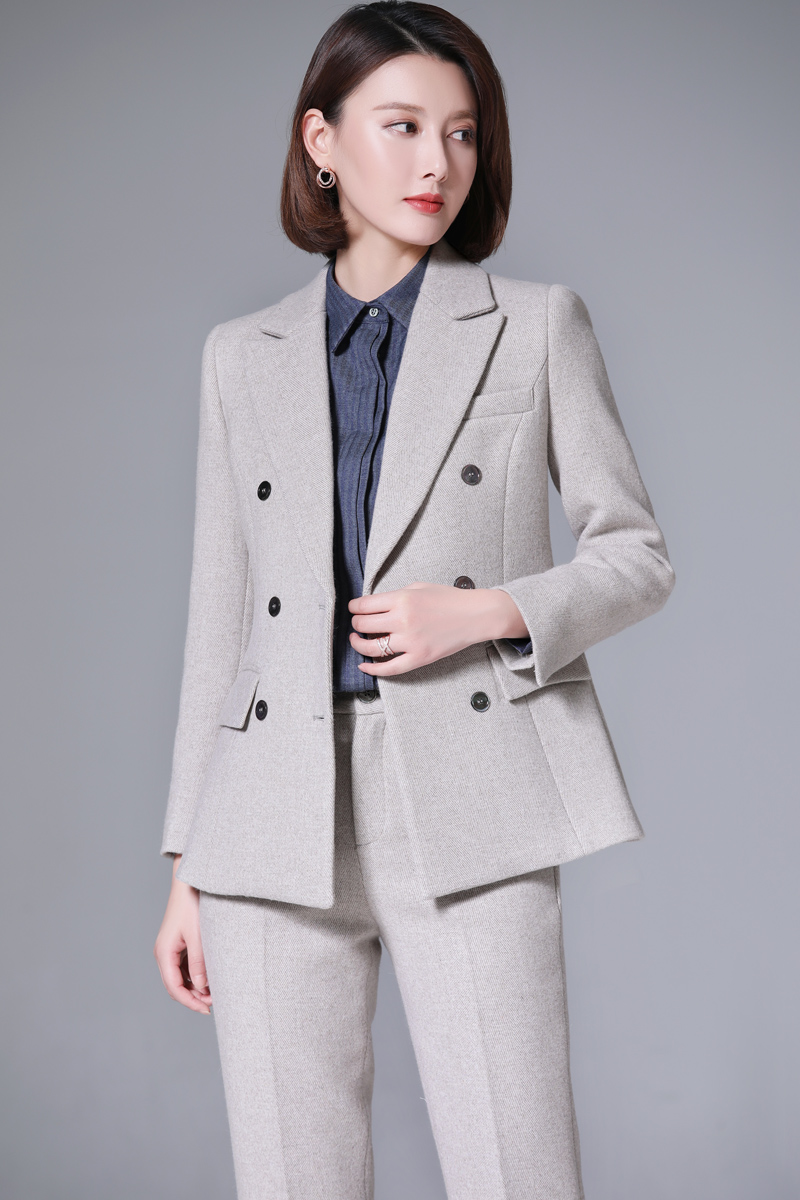 毛呢西裝套裝女新款休閑氣質(zhì)商務(wù)正裝職業(yè)工作服