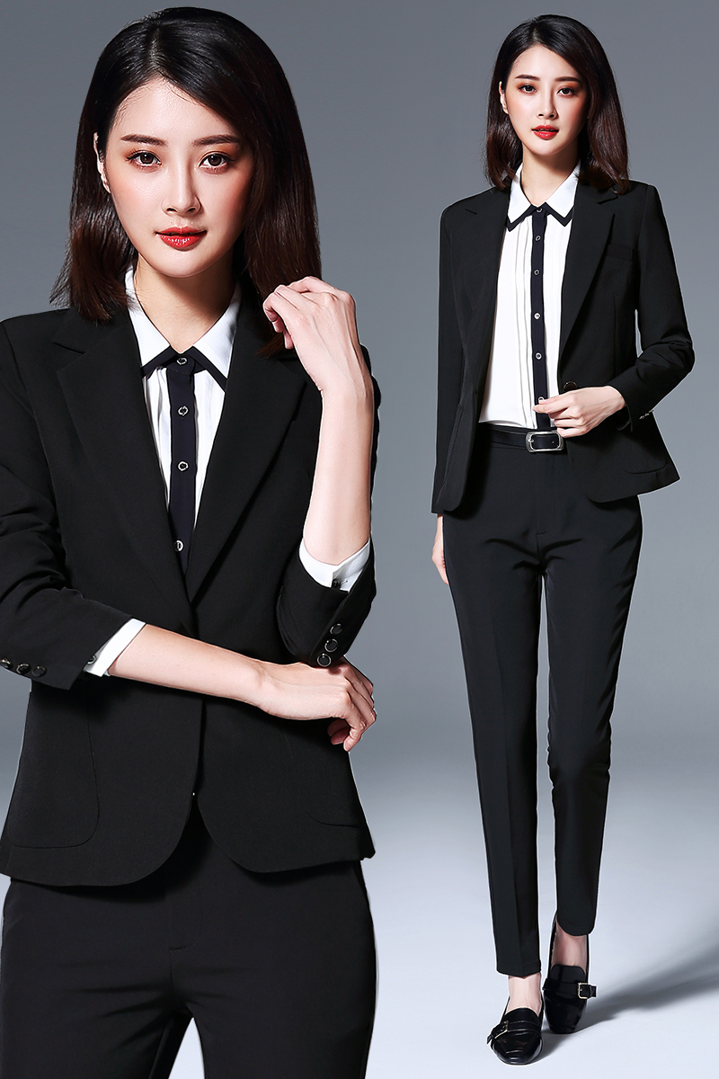 黑色西裝正裝女套裝大學(xué)生職業(yè)裝面試商務(wù)時尚氣質(zhì)工作服