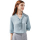 ເສື້ອ chiffon ຄໍ v-neck ສີຂຽວ Rose Belle ສໍາລັບແມ່ຍິງ summer mid-sleeve fungus design niche shirt professional top