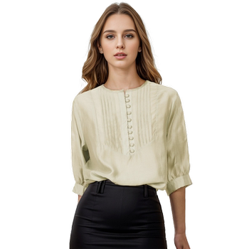 Rose belle shirt ຂອງແມ່ຍິງ summer round neck half sleeve shirt top temperament niche design