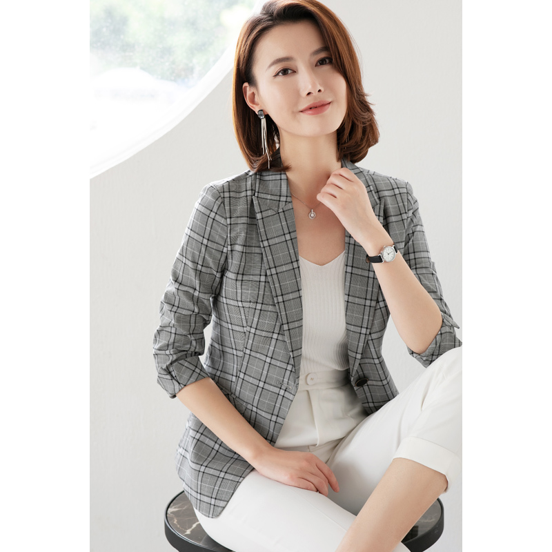 Silk Lily màu xám kẻ sọc nửa tay áo phù hợp với áo khoác nữ mùa hè mỏng bảy tay chuyên nghiệp thường nhỏ phù hợp với áo khoác