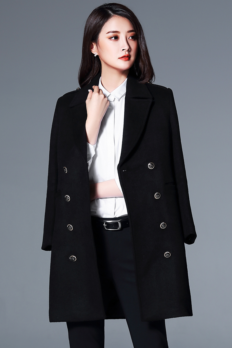 璐絲百麗毛呢大衣女中長款新款氣質(zhì)職業(yè)裝純羊毛呢子外套