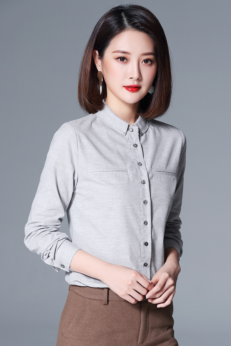 純棉襯衫女長袖新款磨毛上衣氣質襯衣休閑職業(yè)裝
