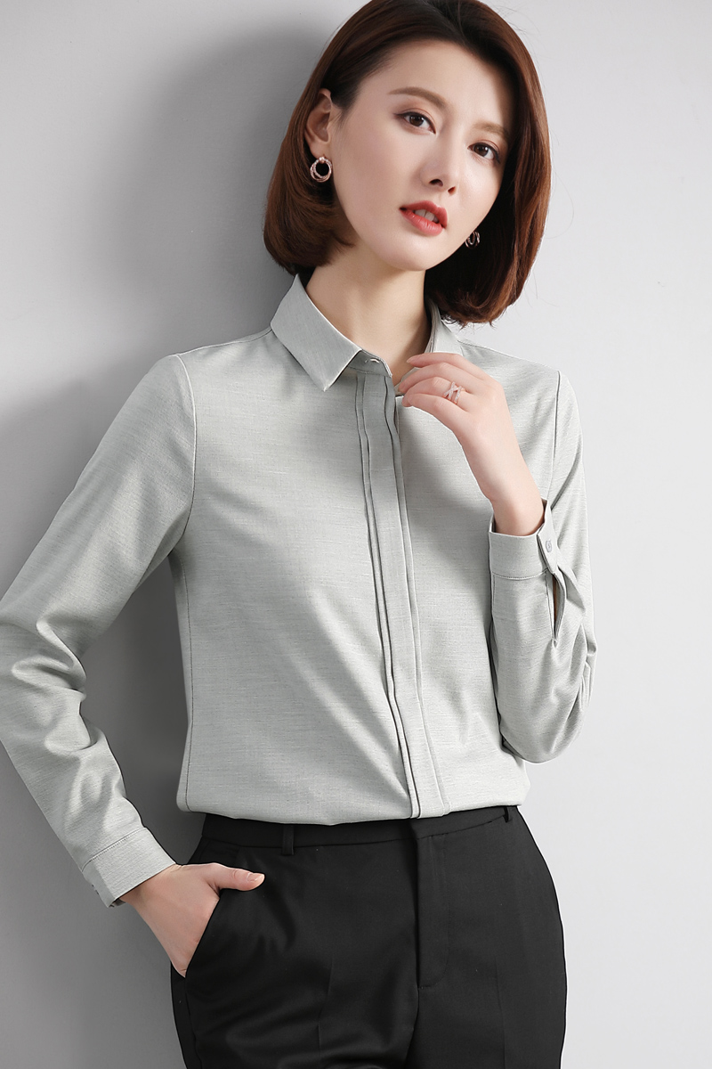 璐絲百麗襯衣女款長袖職業(yè)氣質工作服襯衫休閑通勤寬松純色上衣