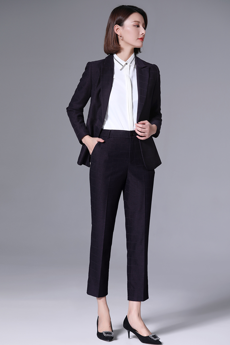 職業(yè)裝女套裝時尚工作服高端格紋休閑西服英倫西裝氣質(zhì)面試正裝