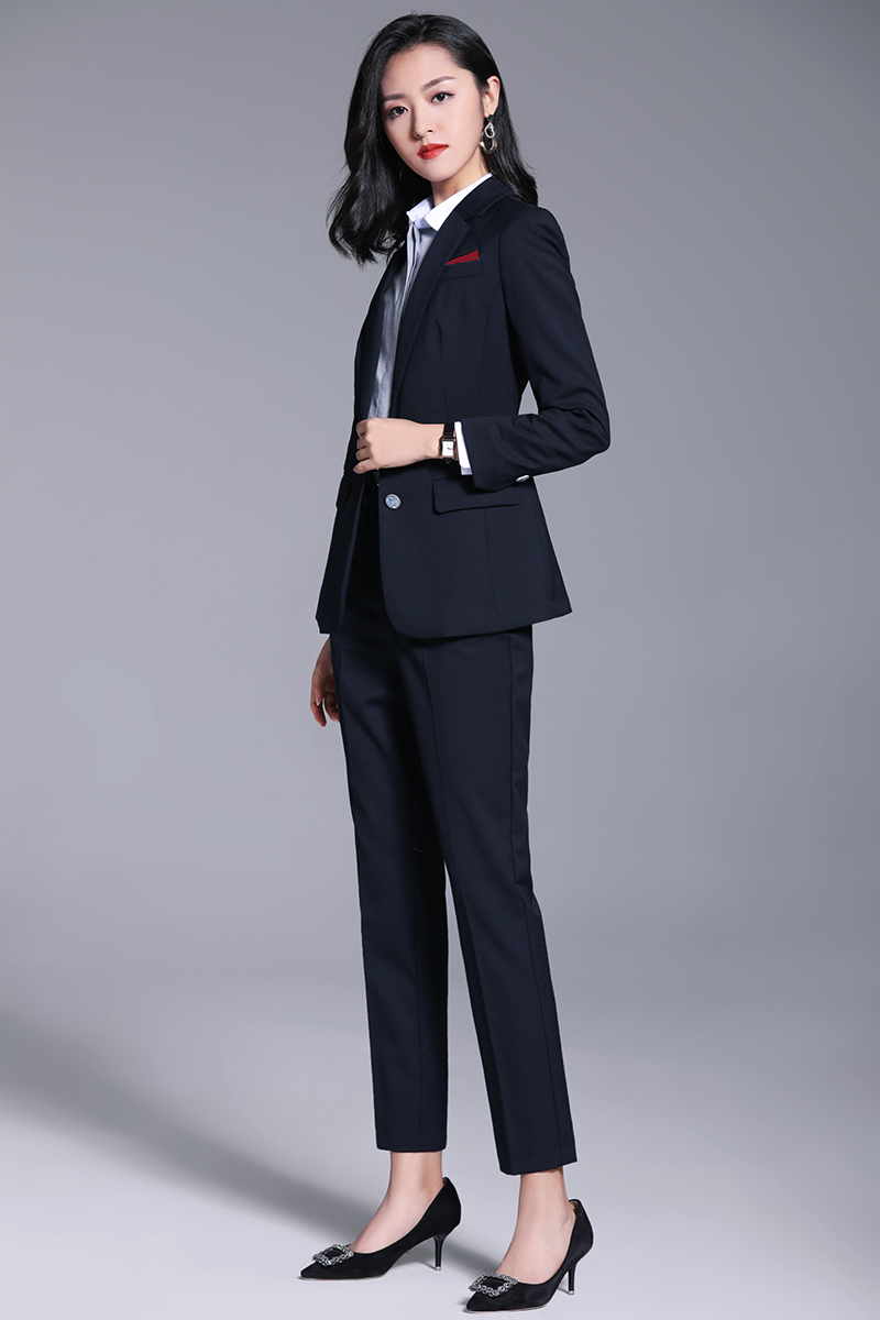 職業(yè)裝女套裝時尚西裝氣質(zhì)修身黑色西服正裝洋氣顯瘦面試工作服