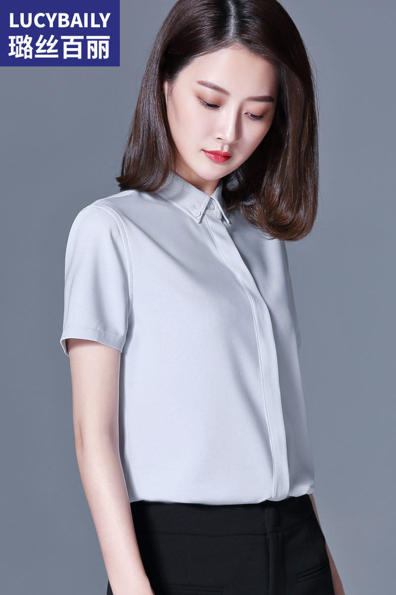 白色雪紡短袖襯衫女夏新款職業(yè)裝簡約時(shí)尚氣質(zhì)寬松女士襯衣