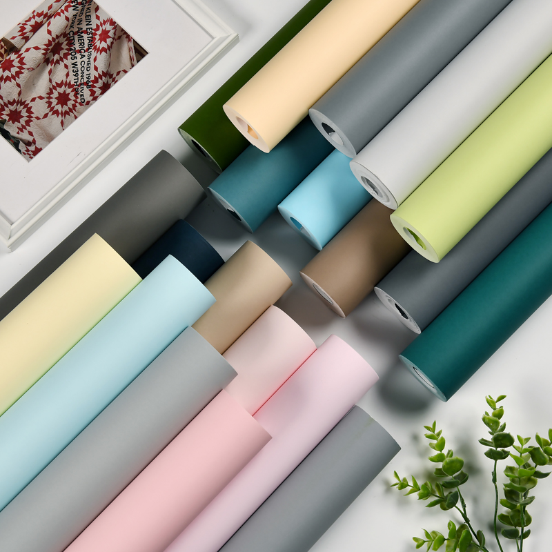 Minimalist modern vegetarian color unwoven wallpaper Color waterproof Nordic ins bedrooms Living room Background wallpaper Pure color
