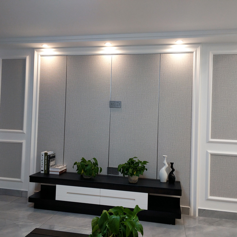 Upscale light lavish living room TV background wall wallpaper minimalist striped soft bag bedroom 3D unwoven fabric wallpaper deer leather suede