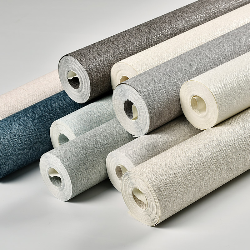 Brief Linen Linen Textured Color Wallpaper 3d Deep Embossing Living Room Bedroom Background Wall Wallpaper Nordic Pure Color Waterproof