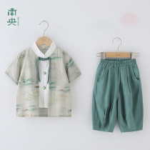 New Chinese style boys Hanfu summer thin baby Tang suit ancient style handsome childrens costume little boy Chinese style childrens clothing