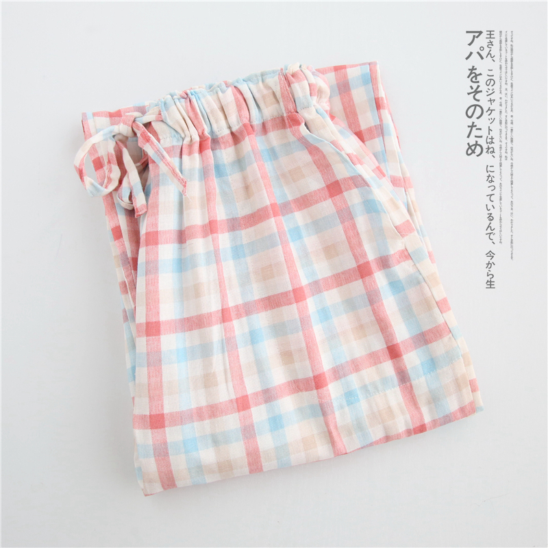 Bộ đồ ngủ nữ cotton Nhật Bản quần nhà mùa xuân và mùa hè mùa thu đan nhà quần cotton đôi gạc quần lỏng quần thu đông nam nữ