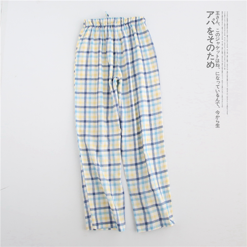 Bộ đồ ngủ nữ cotton Nhật Bản quần nhà mùa xuân và mùa hè mùa thu đan nhà quần cotton đôi gạc quần lỏng quần thu đông nam nữ