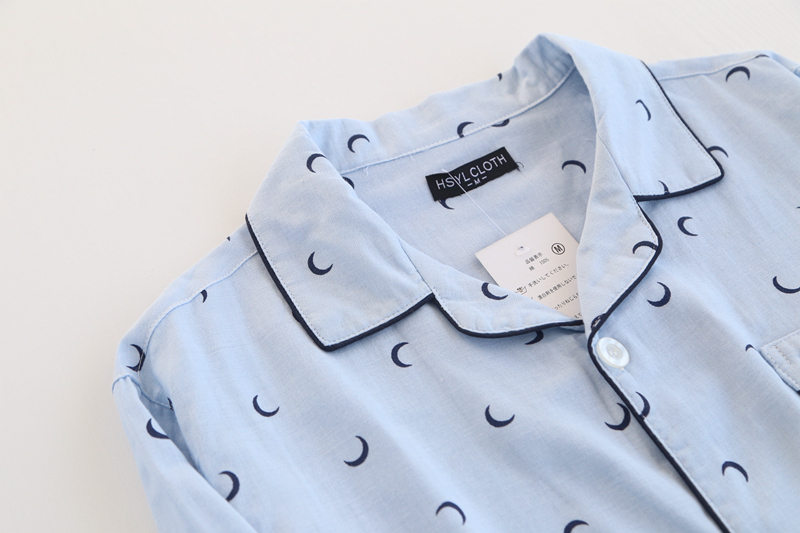 Mùa xuân hè mới đôi nhà quần áo cotton gạc đồ ngủ set cotton mềm mại ấm áp thoáng khí dài tay phiên bản Hàn Quốc XL kiểu đồ bộ may vải thun bông