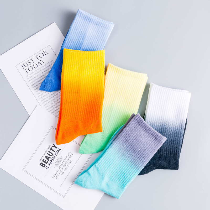 Spring, Summer, and Autumn Tie-Dye Colorful Gradient Socks Men's Long Socks Mid-Calf Street Skateboard Trendy ins Pure Cotton Men's Style Spring, Summer, and Autumn Tie-Dye Colorful Gradient Socks Men's Long Socks Mid-Calf Street Skateboard Trendy ins Pure Cotton Men's Style