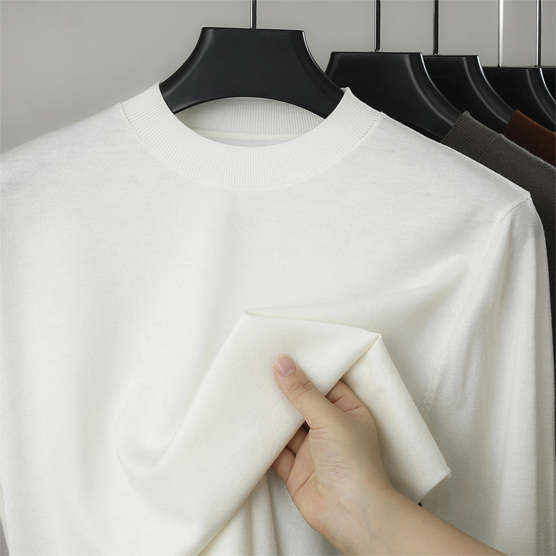 Thin Pure Wool Sweater for Men, Round Neck, Fine Knit Knitwear, 100% Pure Wool Base Layer, Business Casual, Korean Style