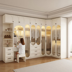Corner Wardrobe French Cream Style For Home Bedroom Wardrobe Triangle Cabinet Dressing Table Integrated Cloakroom Cabinet Combination
