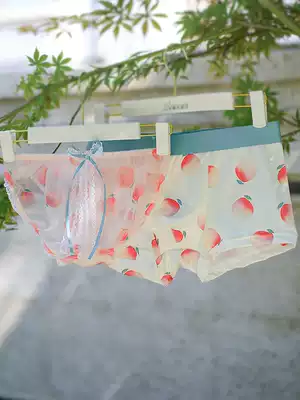 New Ice Silk couple underwear set personality peach print simple trend Youth double sexy 2