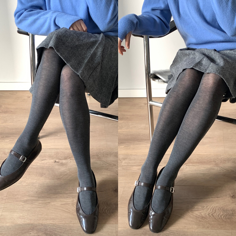 Real Deal: a Little Sheer Is a Sign of Sophistication! Straight-Leg, Seamless, Silk-Wool Knit Tights for Women, Perfect for Autumn and Winter