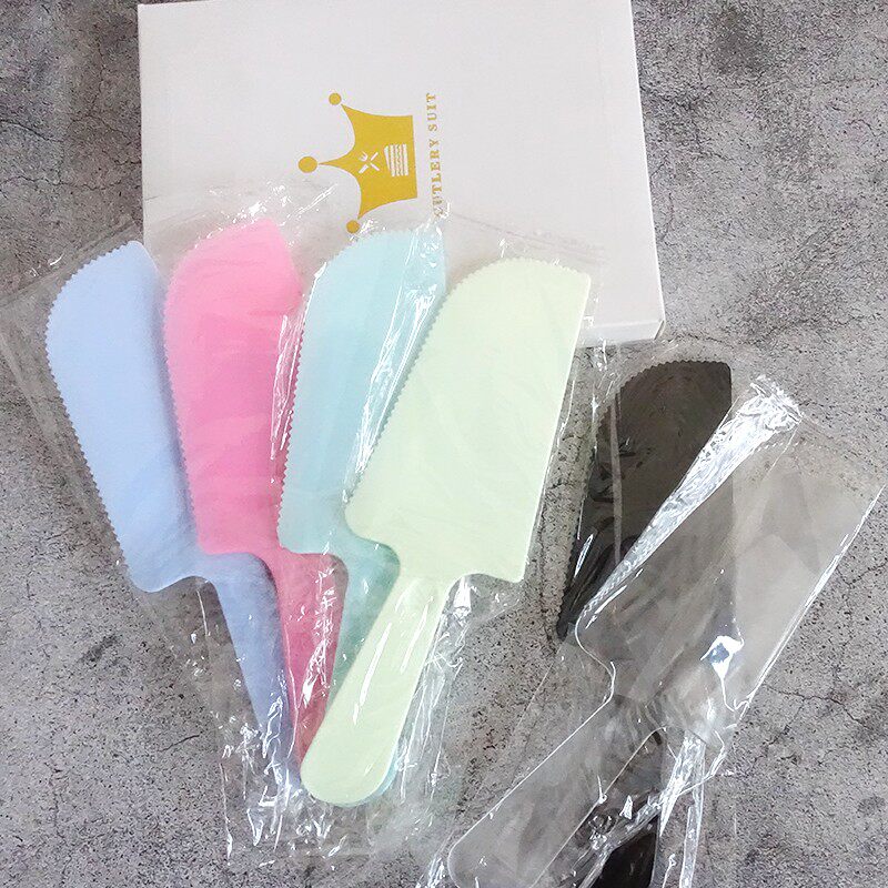 Independent Packaging Disposable Cake Knife Frosted Plastic Knife Cake Cheesecake Shovel Serrated Knife