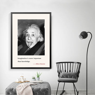Character posters, decorative paintings, office inspirational wall paintings, bar, hotel, school murals, black and white wall paintings, Einstein