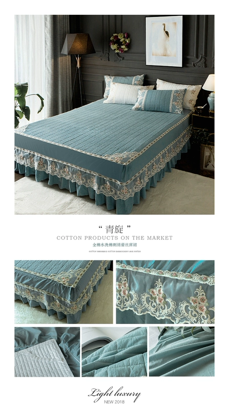 Váy ngủ cotton đơn mảnh phiên bản Hàn Quốc của chăn bông có đệm trải giường 1,5m1,8 mét giường công chúa thêu ren - Váy Petti
